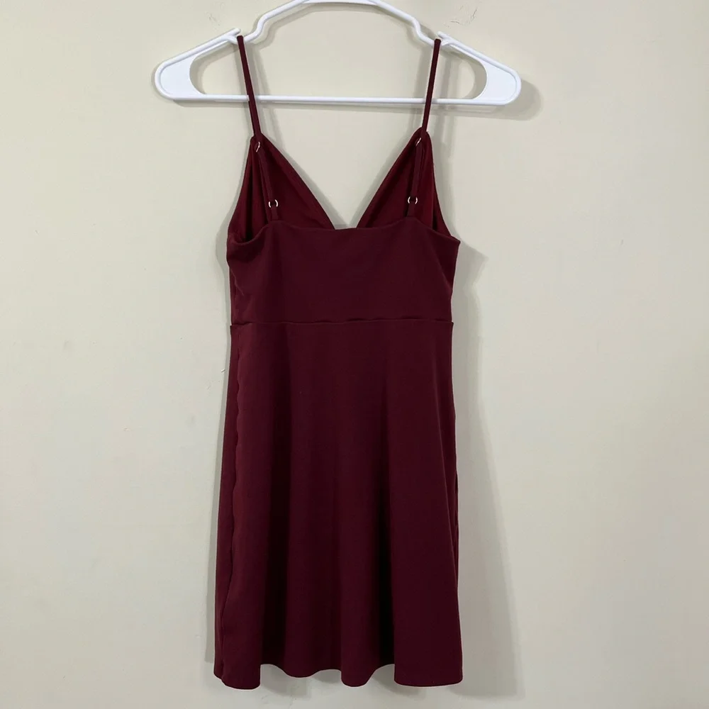 Urban Outfitters Ponte Lace Up Mini Dress in Burgundy - Picture 8 of 8